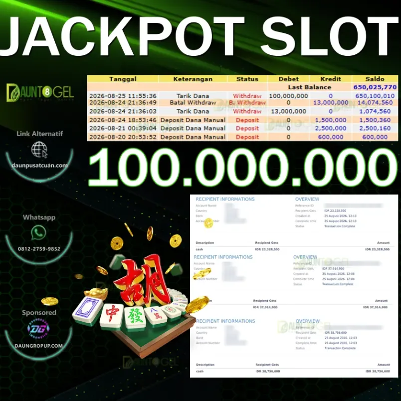 MAXWIN SLOT MAHJONG WAYS - DAUNTOGEL - Rp100.000.000