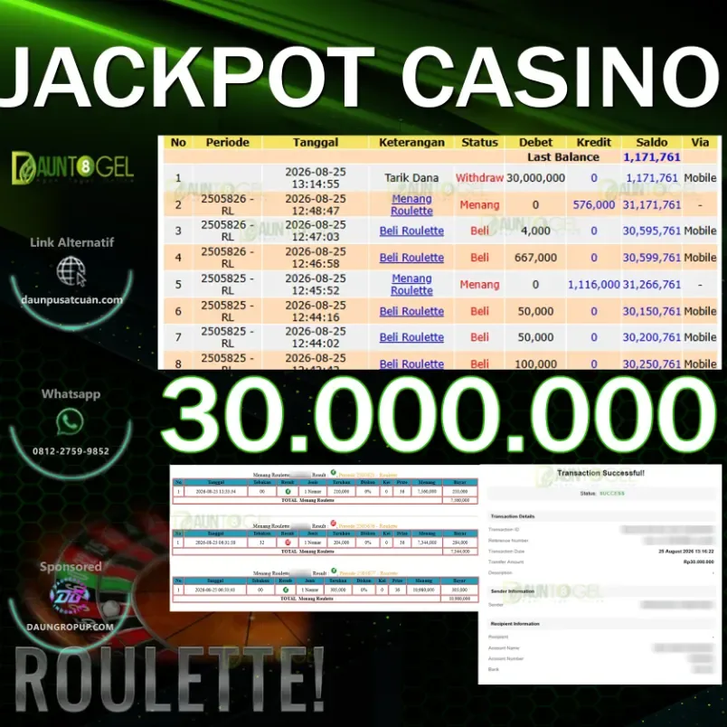 MAXWIN CASINO ROULETTE - DAUNTOGEL - Rp30.000.000