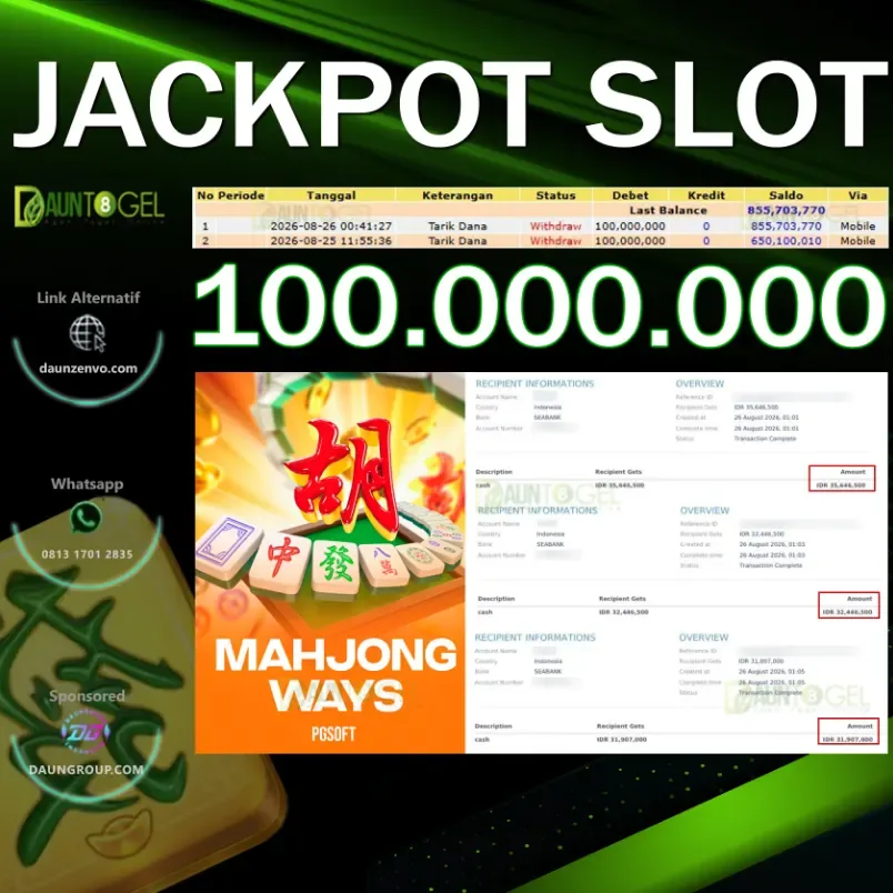MAXWIN MAHJONG WAYS SLOT - DAUNTOGEL - Rp100.000.000