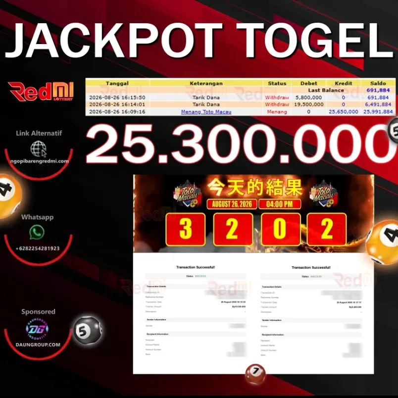 JACKPOT TOGEL TOTO MACAU - REDMITOTO - Rp25.300.000