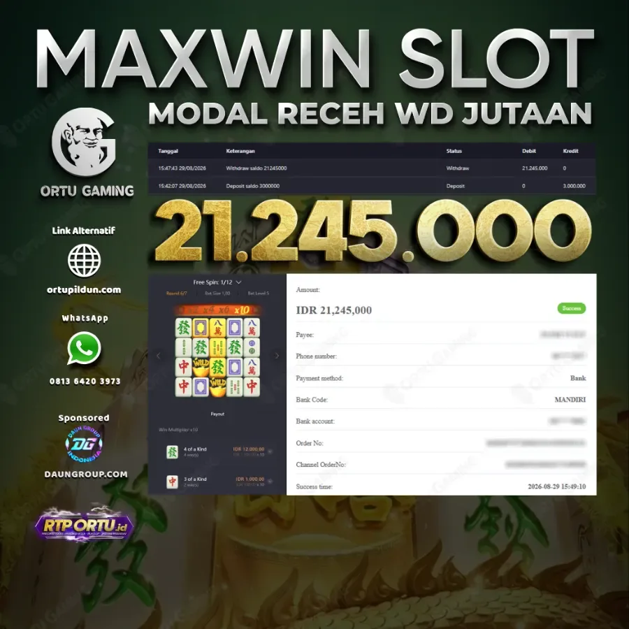 MAXWIN SLOT MAHJONG WAYS - ORTU GAMING - Rp21.245.000