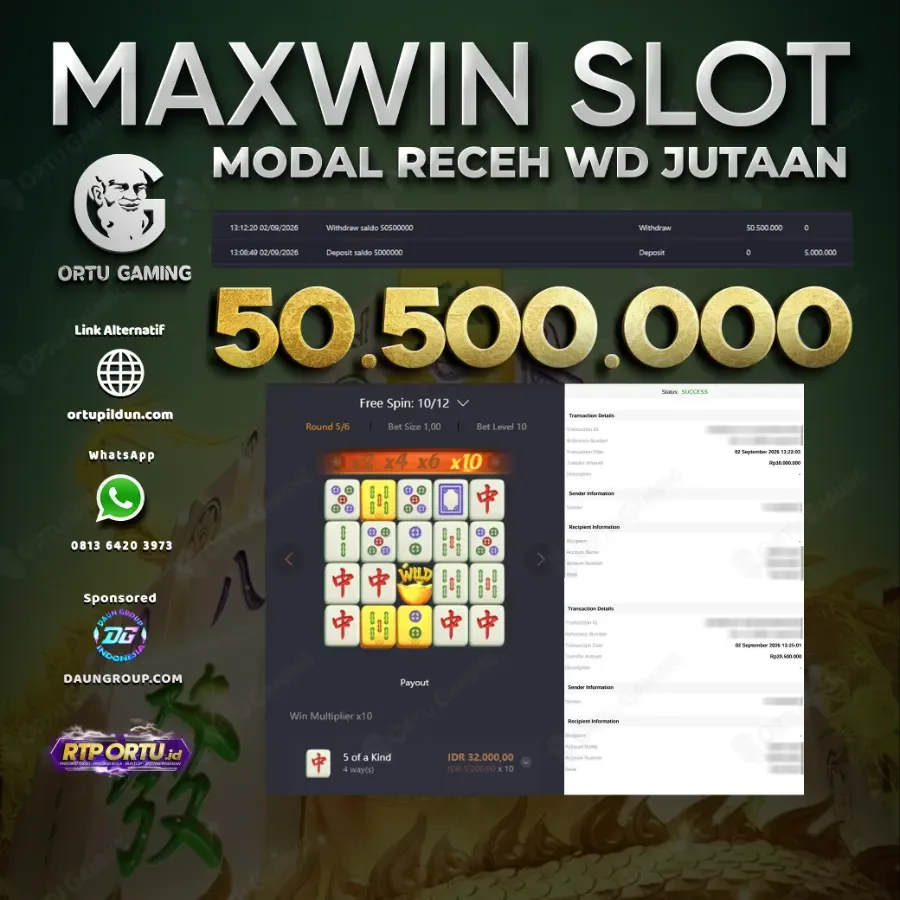 MAXWIN SLOT MAHJONG WAYS - ORTU GAMING - Rp50.500.000