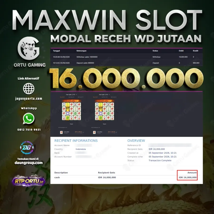 MAXWIN MAHJONG WAYS SLOT - ORTU GAMING - Rp16.000.000