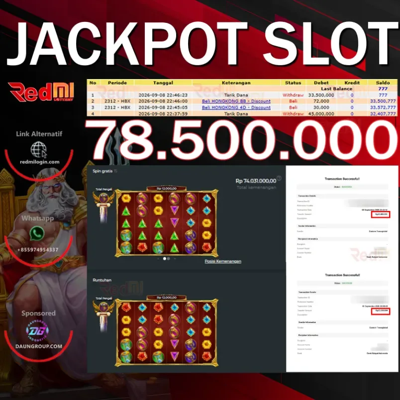 JACKPOT SLOT GATES OF OLYMPUS - REDMITOTO - Rp78.500.000