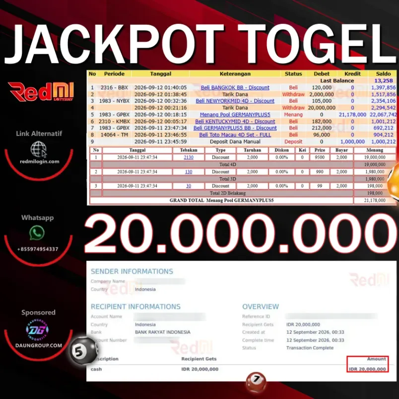 JACKPOT TOGEL GERMANY PLUS - REDMITOTO - Rp20.000.000
